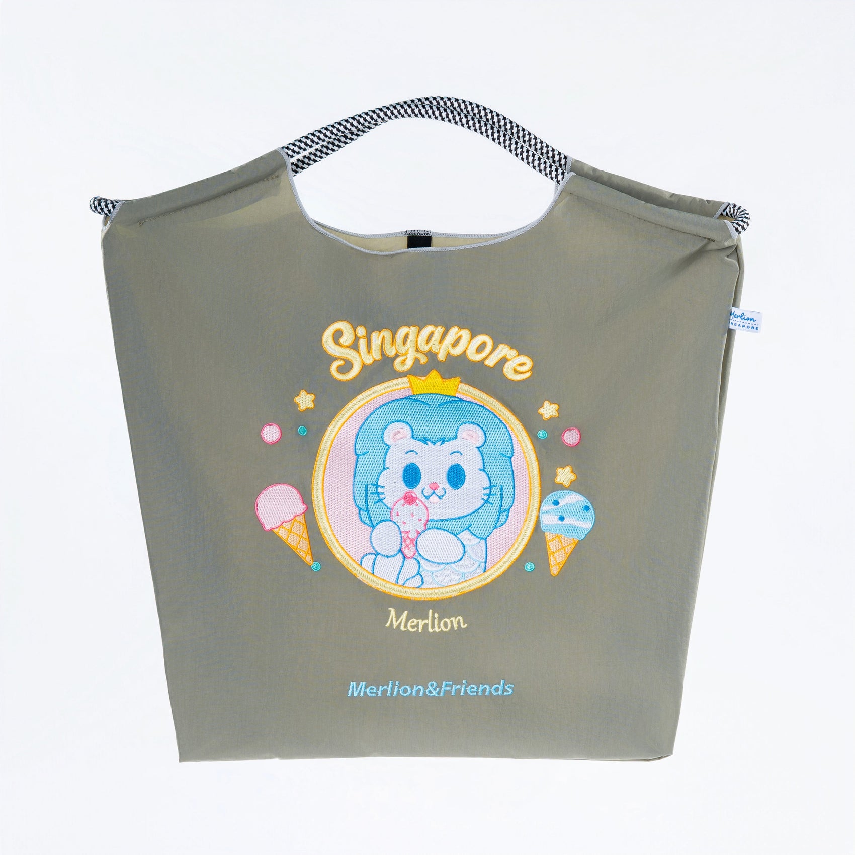 Sinnkawa Hello Merlion Embroidered Tote